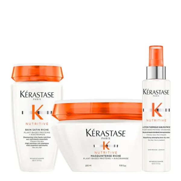 NUTRITIVE BAIN SATIN RICHE SHAMPOO & MASQUINTENSE RICHE MASK & LOTION THERMIQUE COMBO